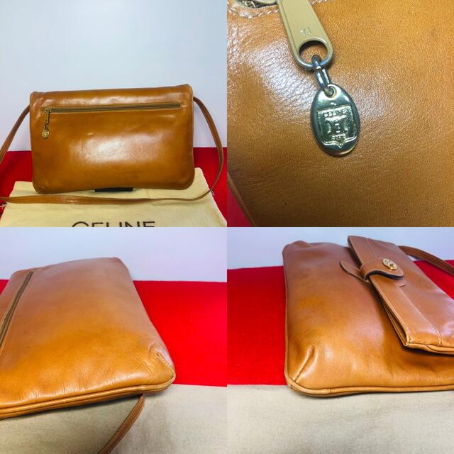 【美品】☆CELINE Vintage カーフレザー ゴールド金具 ショルダー