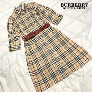 バーバリーブルーレーベル(BURBERRY BLUE LABEL)の【極美品】バーバリーブルーレーベル　ワンピース　ロング　ノバチェック　サイズ38(ロングワンピース/マキシワンピース)