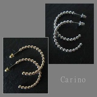 絶妙サイズ感 ボールライン ピアス 28mm シルバー ゴールド(ピアス)