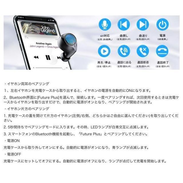 A通勤通学に大人気　Bluetooth ワイヤレスイヤホン 防水 軽量 HiFI 8