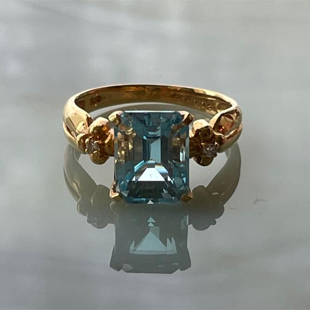 H.P.FRANCE(アッシュペーフランス)のvintageリング k18スイスブルートパーズ ダイヤモンド  レディースのアクセサリー(リング(指輪))の商品写真