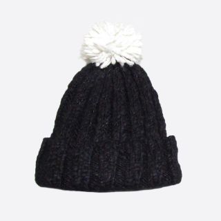 ホリスター(Hollister)の★新品★ホリスター★ラメ入りリブニットポンポンビーニー (Black)(ニット帽/ビーニー)
