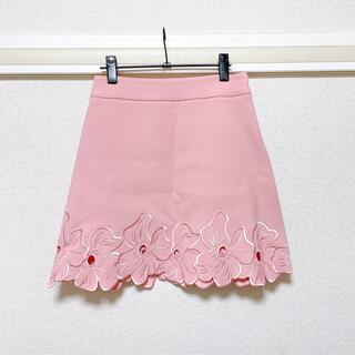クリスチャンディオール(Christian Dior)のChristian Dior フラワー台形ミニスカート　ピンク　#38(ミニスカート)