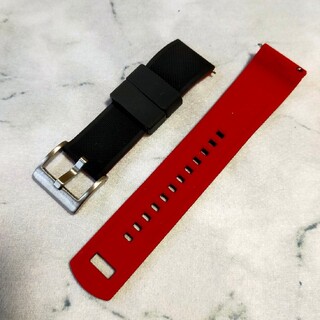 腕時計バンド　ラバーベルト 黒(裏面赤) ラグ幅22mm(22ミリ)(ラバーベルト)