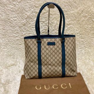 グッチ(Gucci)のGUCCI グッチ トートバッグ PVC レザー GGスプリーム ブルー 大容量(トートバッグ)