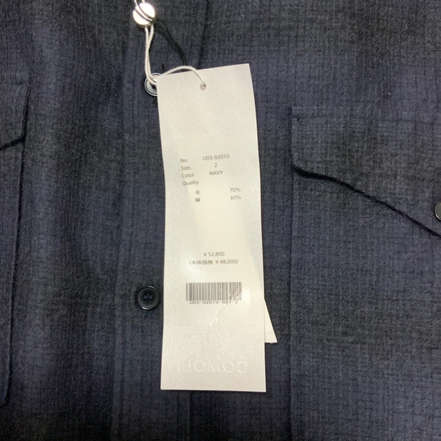 comoli ウールシルクワークシャツ サイズ2 タグ付き美品 comoli ウールシルクワークシャツ サイズ2 タグ付き美品
