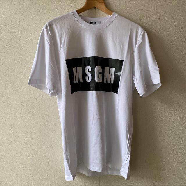 早割！【MSGM】ボックスロゴ Ｔシャツ 白 XS