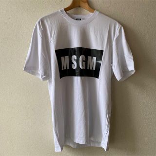 エムエスジイエム(MSGM)の早割！【MSGM】ボックスロゴ Ｔシャツ 白 S(Tシャツ/カットソー(半袖/袖なし))