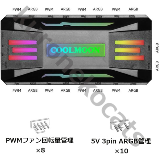 5V 3pinARGB PWM ファン分岐ハブコントローラ リモコン付き 白 黒 市販