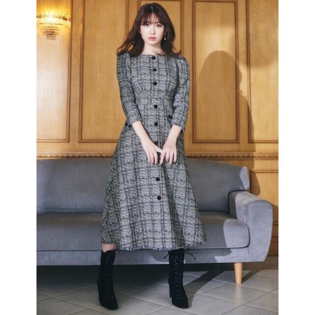 her lip to ????　Classic Tweed Midi Dress72ヒップ