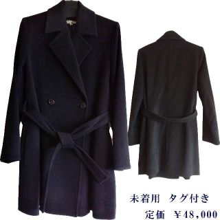 タグ付き・未着用新品・アンゴラ混コート　黒　￥48,000(ロングコート)