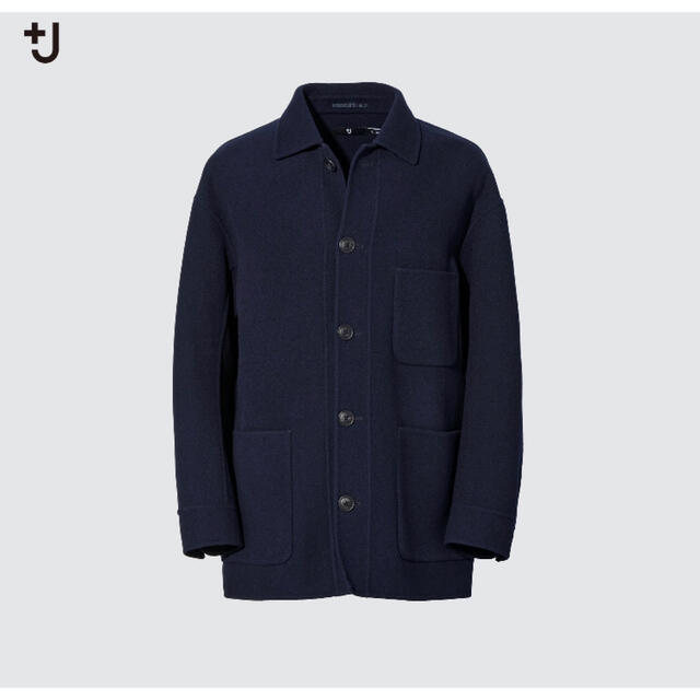 UNIQLO(ユニクロ)の新品　ユニクロ　+J  ウールブレンド オーバーサイズシャツジャケット　ネイビー メンズのジャケット/アウター(テーラードジャケット)の商品写真
