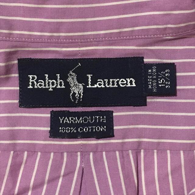 Ralph Lauren(ラルフローレン)の90s 古着 ラルフローレン BDシャツ ストライプ 刺繍ロゴ ゆるダボ M メンズのトップス(シャツ)の商品写真