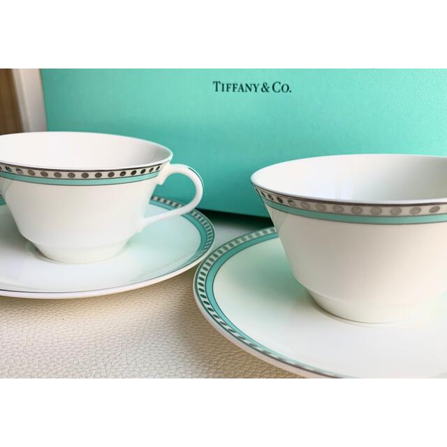 Tiffany＆Co. プラチナブルーバンドカップアンドソーサー 2客set