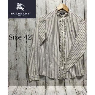 バーバリー(BURBERRY)の【Burberry LONDON】フリル　ラメ付き　上品ブラウス　綿100%(シャツ/ブラウス(長袖/七分))