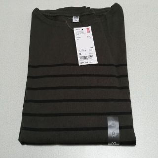 ユニクロ(UNIQLO)の【UNIQLOユニクロ】タグ付き未使用 ボーダーボートネック長袖Ｔシャツ(Tシャツ/カットソー(七分/長袖))