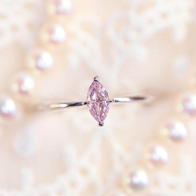 天然ピンクダイヤモンドMQ プラチナリング レディースのアクセサリー(リング(指輪))の商品写真