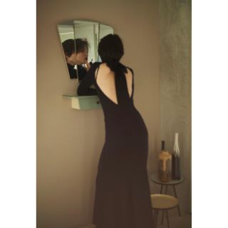 rosary moon back ribbon knit dress