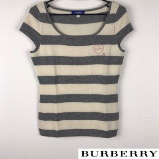 バーバリーブルーレーベル(BURBERRY BLUE LABEL)の美品 BURBERRY BLUE LABEL 半袖ニット ボーダー サイズ38(ニット/セーター)