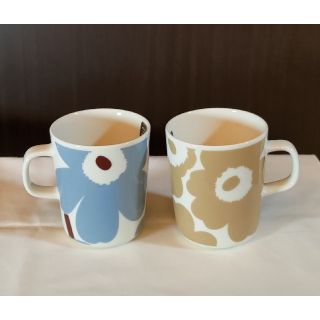 マリメッコ(marimekko)のマリメッコ　ウニッコ　マグカップ　ブルーグレー　ベージュ　2点(食器)