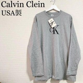 カルバンクライン(Calvin Klein)の★未使用★カルバンクライン ロンT USA製 メンズ グレー ビッグロゴ CK(Tシャツ/カットソー(七分/長袖))