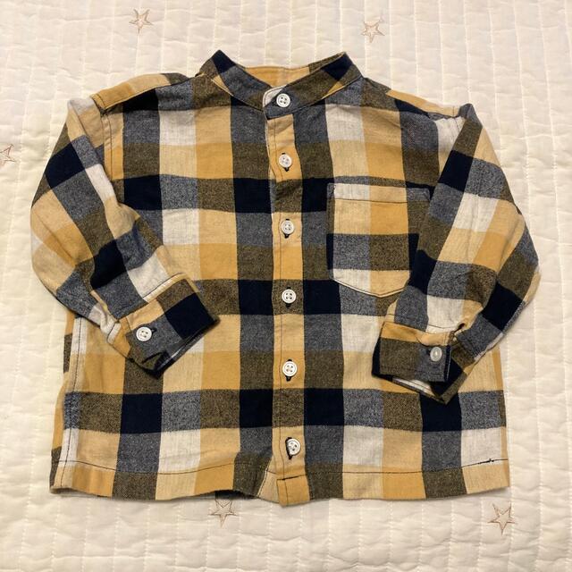 MUJI チェックフランネルシャツ　yellow×navy 90size