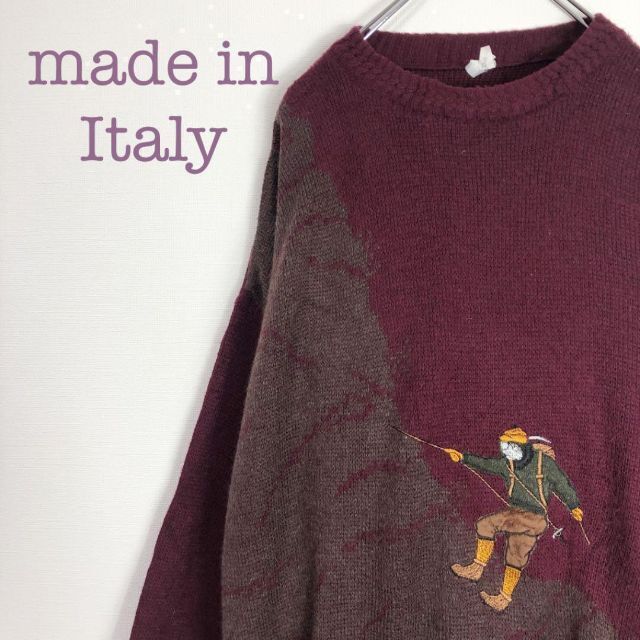 にゃーにゃknitv2-2vintage イタリア製 刺繍デザイン ニット セーター ユーロ