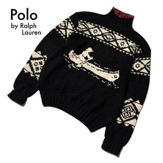 ポロラルフローレン(POLO RALPH LAUREN)のポロラルフローレン ハイネックセーター コットンニット 160 S 手編み 古着(ニット/セーター)