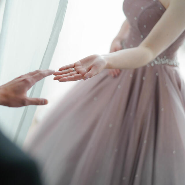 cocomelody 星空ドレス くすみピンク レディースのフォーマル/ドレス(ウェディングドレス)の商品写真