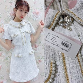 スワンキス(Swankiss)の本日価格❗新品　スワンキス　TS tweed line O/P  ホワイト(ミニワンピース)