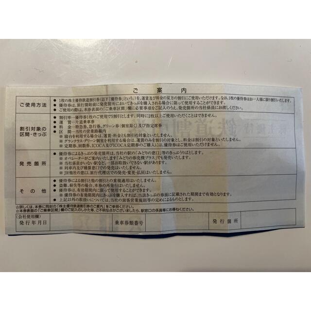 JR(ジェイアール)のJR西日本旅客鉄道　株主優待　鉄道割引券　１枚 チケットの優待券/割引券(その他)の商品写真