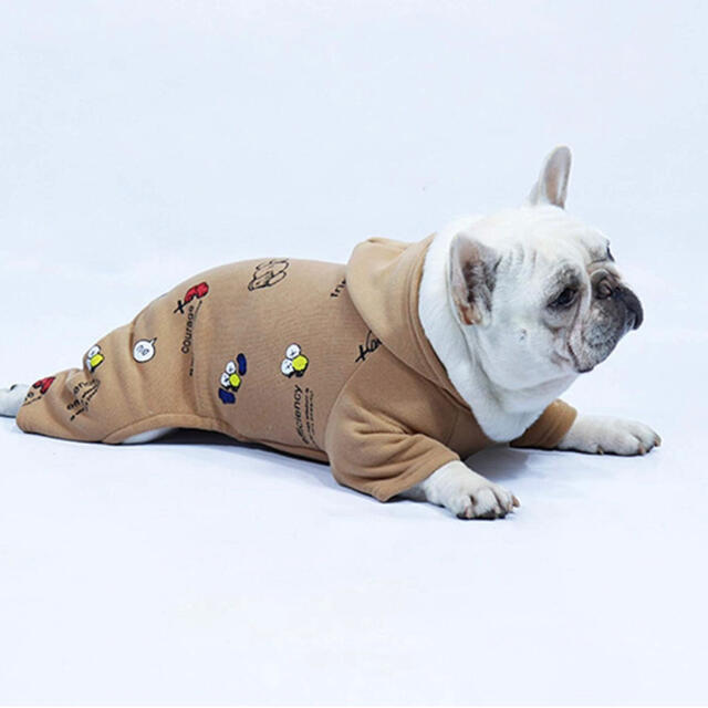 【新品未使用】犬用　洋服　ドッグウェア　ロンパース　ベージュ　裏起毛　Lサイズ その他のペット用品(犬)の商品写真