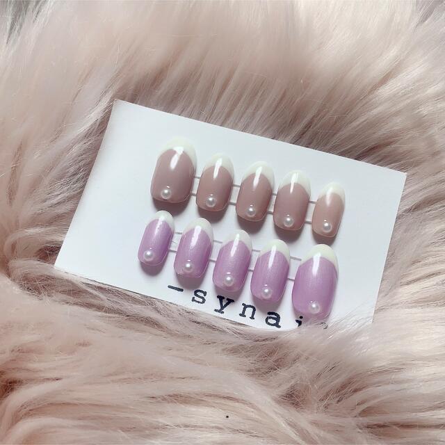 現品価格】韓国風 ヌーディー ベージュ パープルフレンチ ネイル チップの通販 by synail|ラクマ 現品価格】韓国風 ヌーディー ベージュ パープルフレンチ ネイル チップの通販 by synail|ラクマ