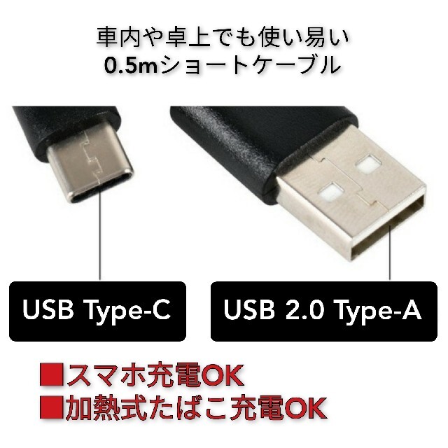 値下げ【送料無料】3本 USB Type-C充電ケーブル 50cm 急速充電対応 スマホ/家電/カメラのスマートフォン/携帯電話(バッテリー/充電器)の商品写真