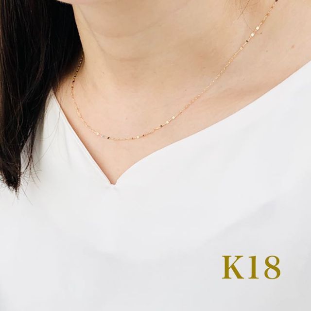 ペタルチェーン　K18ネックレス　18金　デザイン　ネックレス　K18YG