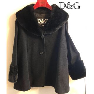 ドルチェアンドガッバーナ(DOLCE&GABBANA)のD&G ドルチェ&ガッバーナ　ドルガバ　ブラックファーコート　美品(毛皮/ファーコート)