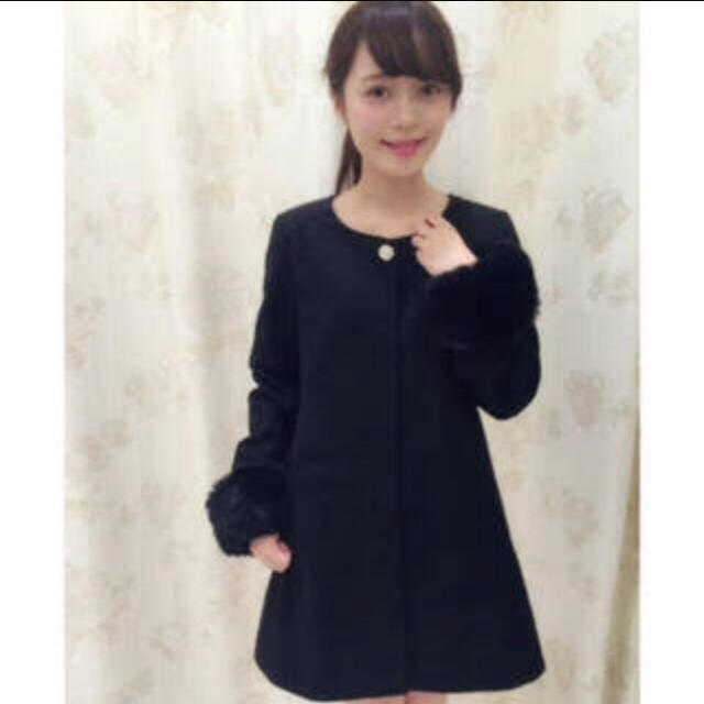 evelyn ノーカラーコート 黒