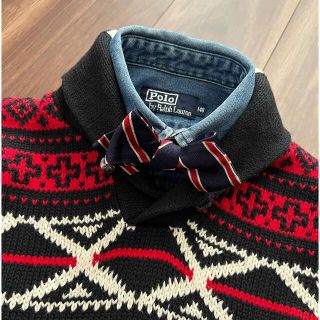 ポロラルフローレン(POLO RALPH LAUREN)の【美品】ラルフローレン ショールカラー　コットンニット 150(ニット)