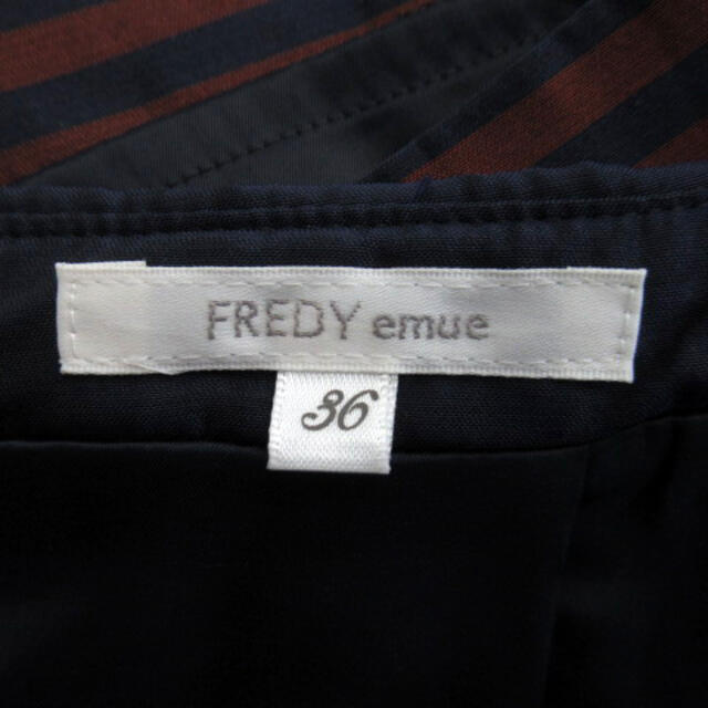 fredy(フレディ)のフレディ エミュ フレアスカート ひざ丈 ボーダー柄 36 紺 ボルドー レディースのスカート(ひざ丈スカート)の商品写真