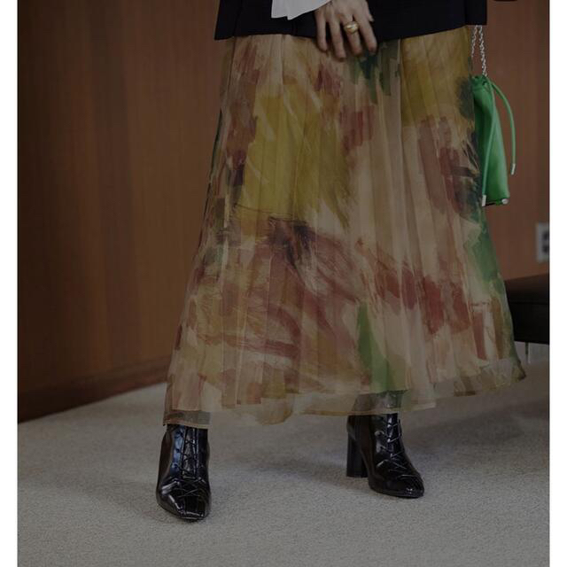 Ameri アメリ　UND WILLOW PAINT PLEATS SKIRT