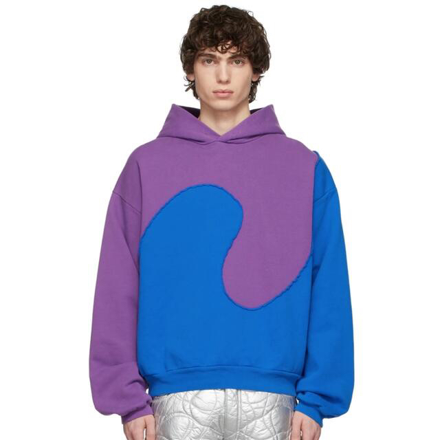 トップスERL MENS SWIRL HOODIE KNIT PURPLE