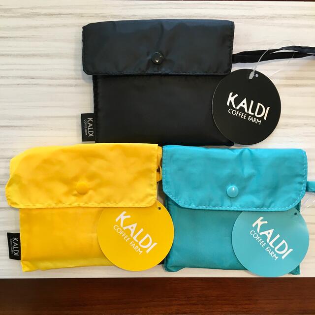 KALDI(カルディ)の＊新品未使用＊　KALDI カルディ エコバッグ　ブラック・ブルー・イエロー レディースのバッグ(エコバッグ)の商品写真
