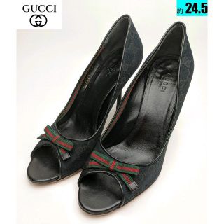 グッチ(Gucci)のwhitepaste様専用グッチGGキャンバスオープントゥパンプス約24.5(ハイヒール/パンプス)