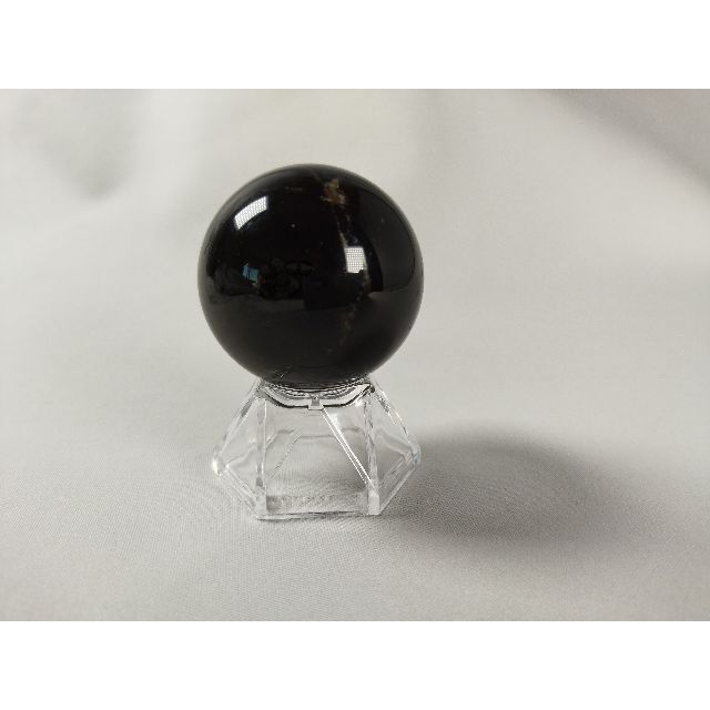 2112B02モリオン丸玉　黒水晶　チベット産　魔除け　天然石　鉱物　45mm