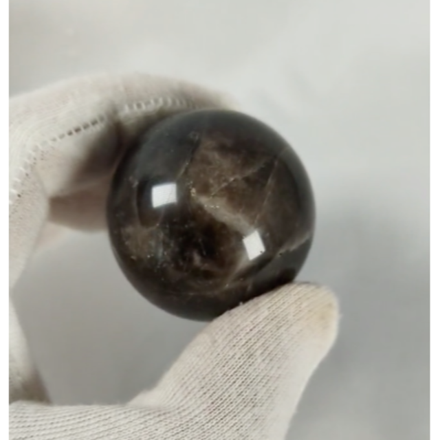 モリオン丸玉　黒水晶　チベット産　魔除け　天然石　鉱物　45mm