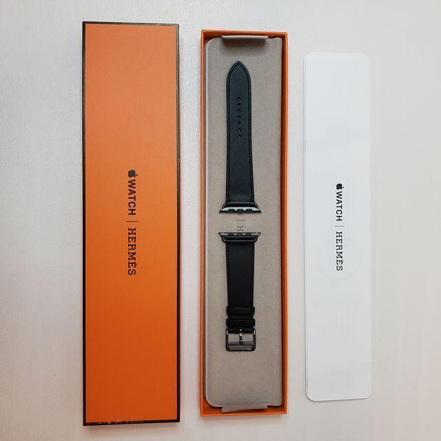 Hermes - Apple Watch Hermes レザーストラップ 黒 44mmの通販 by 