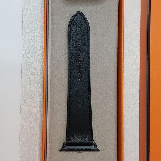 Hermes(エルメス)のApple Watch Hermes レザーストラップ 黒 44mm メンズの時計(レザーベルト)の商品写真