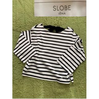 スローブイエナ(SLOBE IENA)の【美品】SLOBE IENA スレーブイエナ　白黒ボーダー　カットソー(カットソー(長袖/七分))