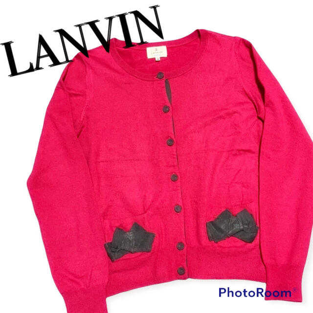 LANVIN カーディガン　ニット　ボレロ　リボン　38 ランバンオンブルー