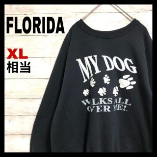 545US古着 FLORIDA カナダ製 スウェット 犬 肉球 ロゴ  XL相当(スウェット)